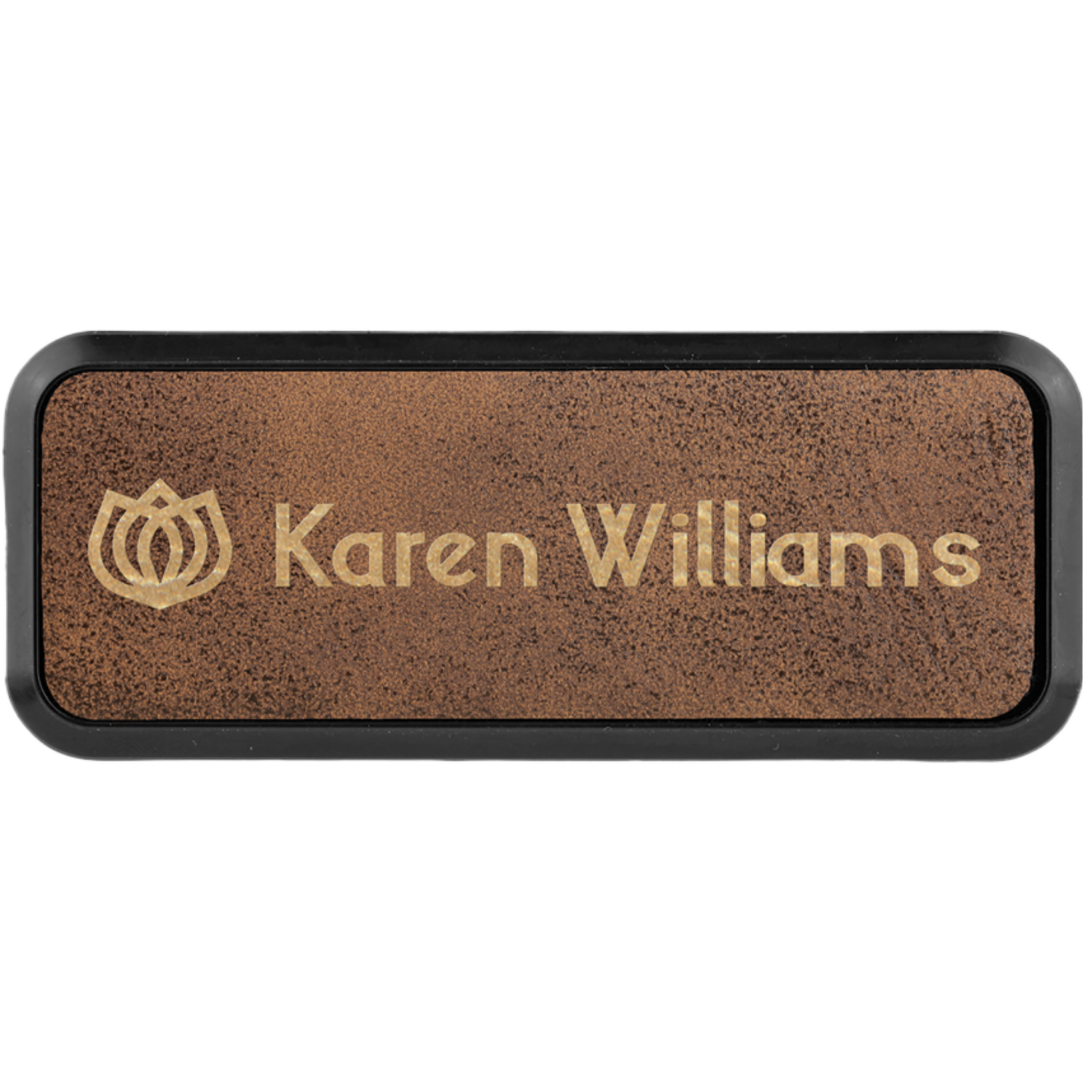 Leatherette Framed Name Badge 1"x3" / Rustic