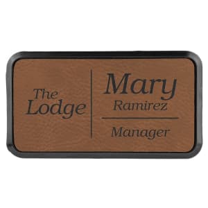 Leatherette Name Badge 1.5"x3" / Dark Brown
