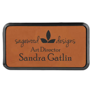 Leatherette Name Badge 1.5"x3" / Rawhide