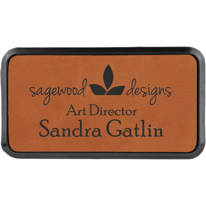Leatherette Framed Name Badge 1.5"x3" / Rawhide