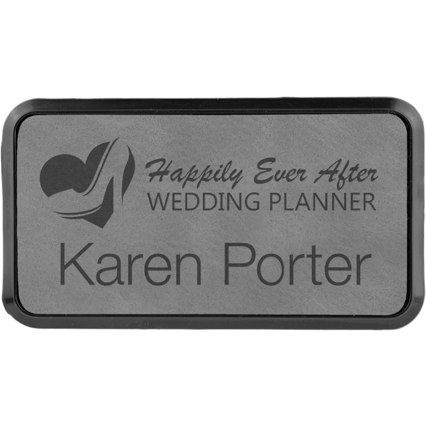 Leatherette Framed Name Badge 1.5"x3" / Gray