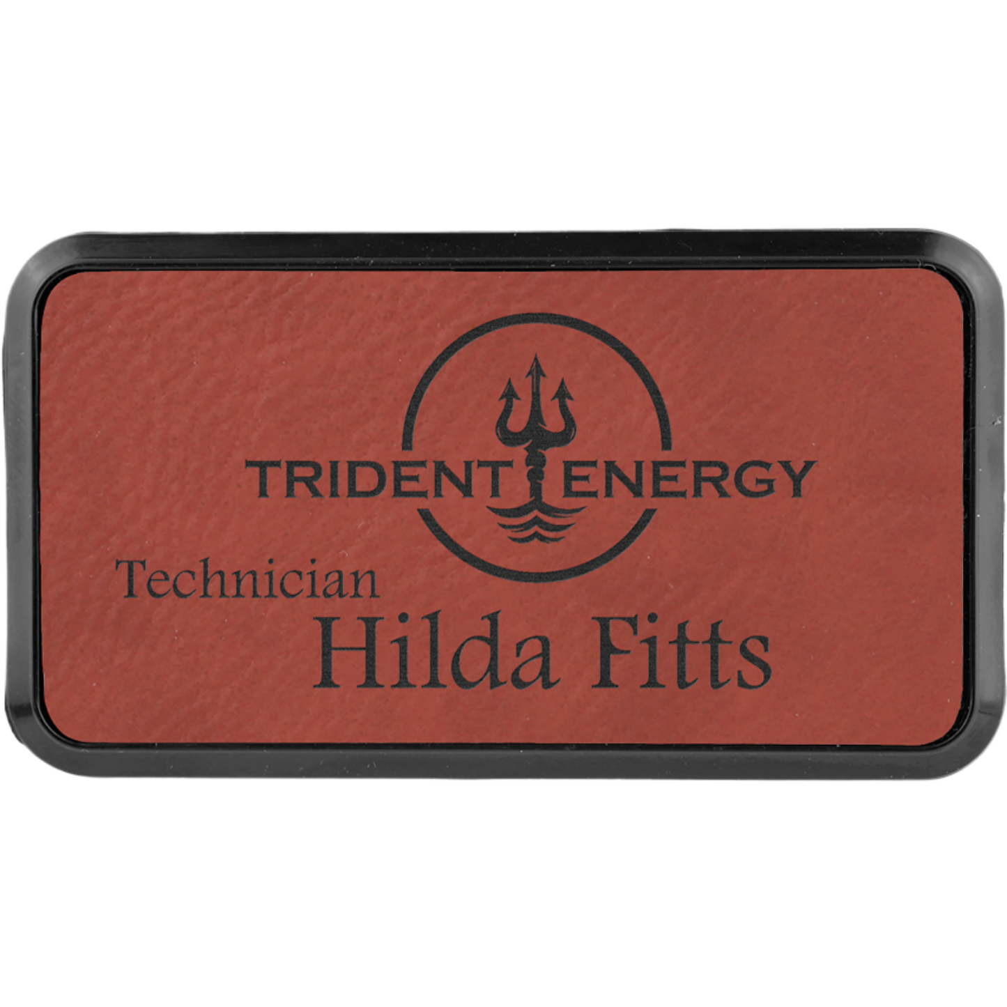 Leatherette Framed Name Badge 1.5"x3" / Rose