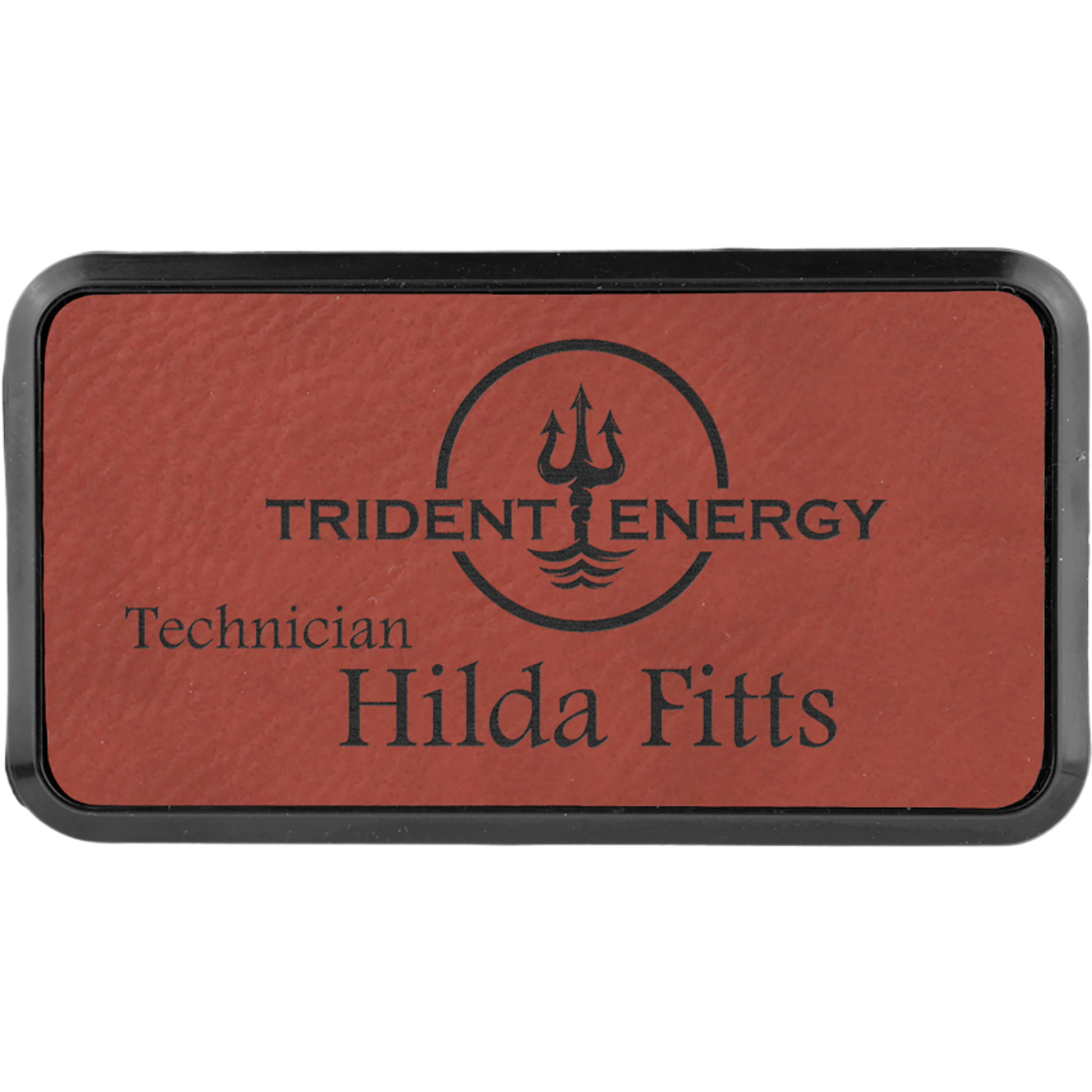 Leatherette Framed Name Badge 1.5"x3" / Rose