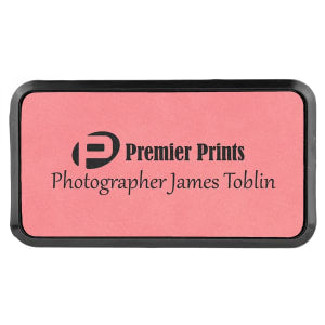 Leatherette Name Badge 1.5"x3" / Pink