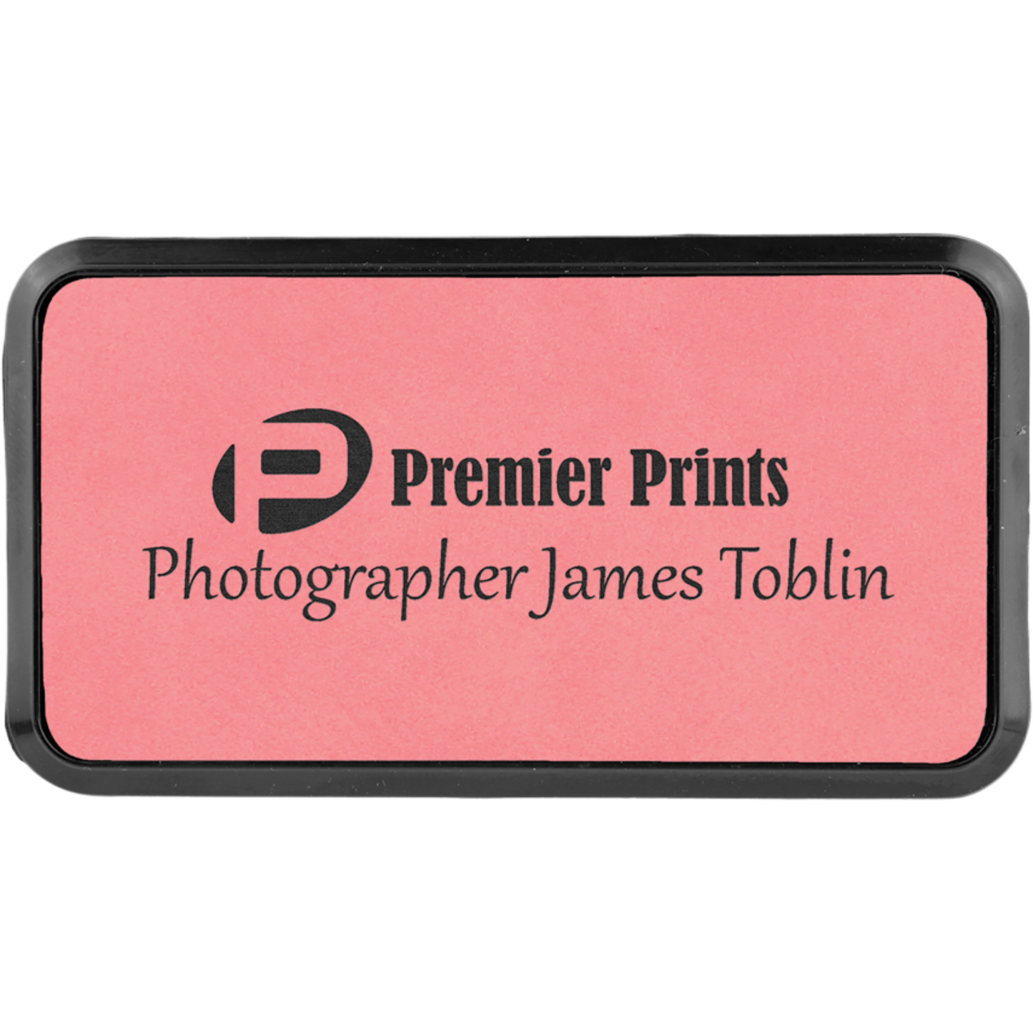Leatherette Framed Name Badge 1.5"x3" / Pink