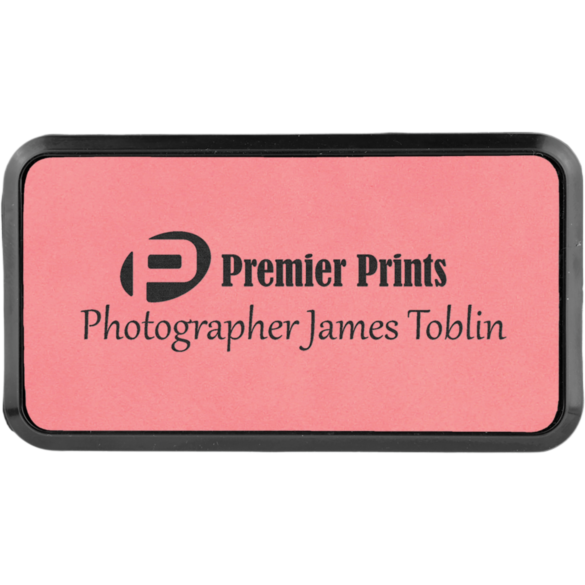 Leatherette Framed Name Badge 1.5"x3" / Pink