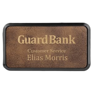 Leatherette Name Badge 1.5"x3" / Rustic