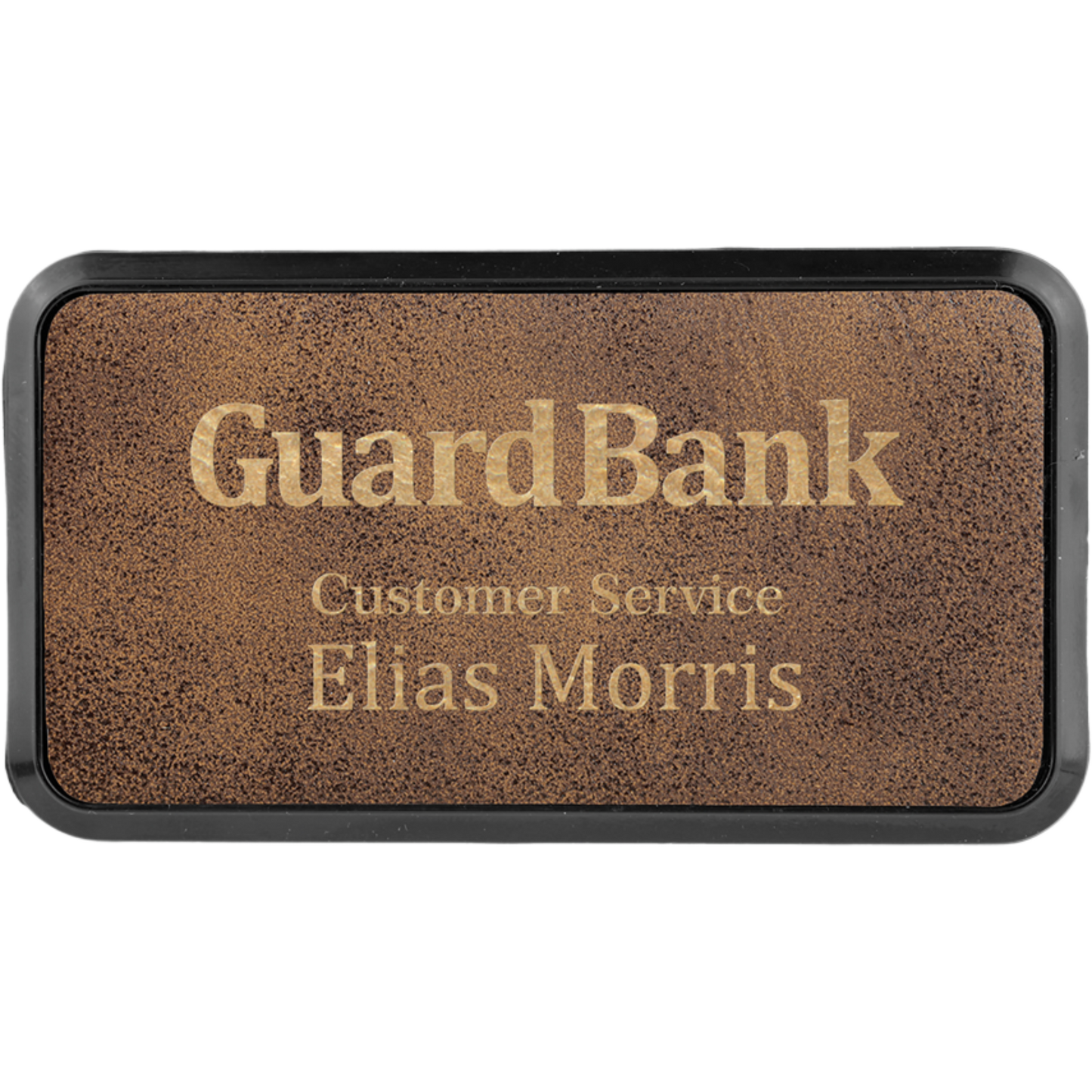 Leatherette Framed Name Badge 1.5"x3" / Rustic