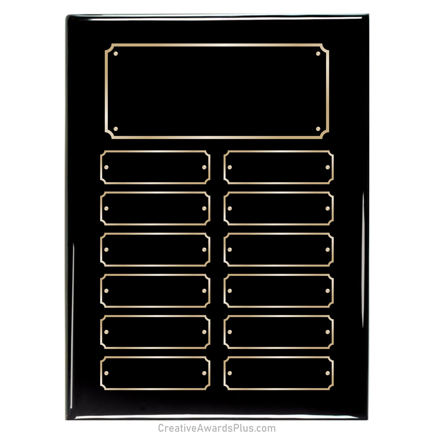 Black Piano Finished Perpetual Plaque 9" x 12" / Black / 12 Leaf Plates