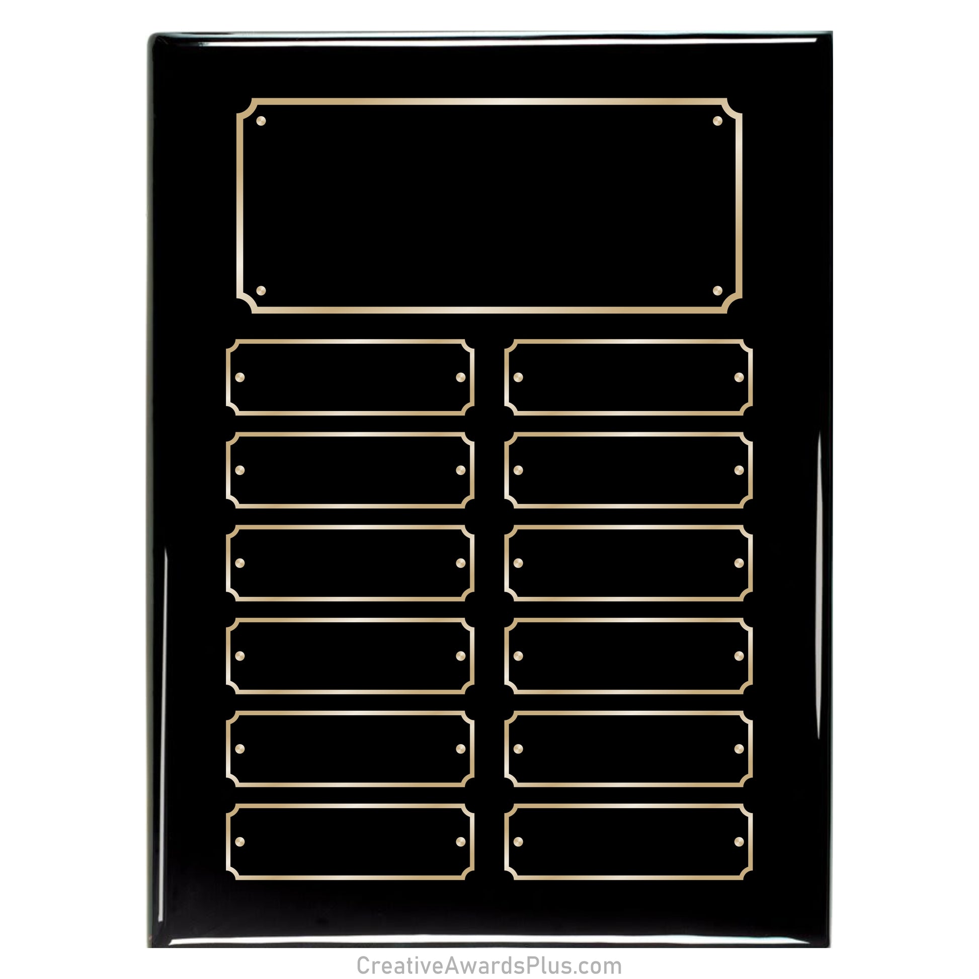 Black Piano Finished Perpetual Plaque 9" x 12" / Black / 12 Leaf Plates