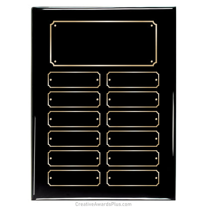 Black Piano Finished Perpetual Plaque 9" x 12" / Black / 12 Leaf Plates