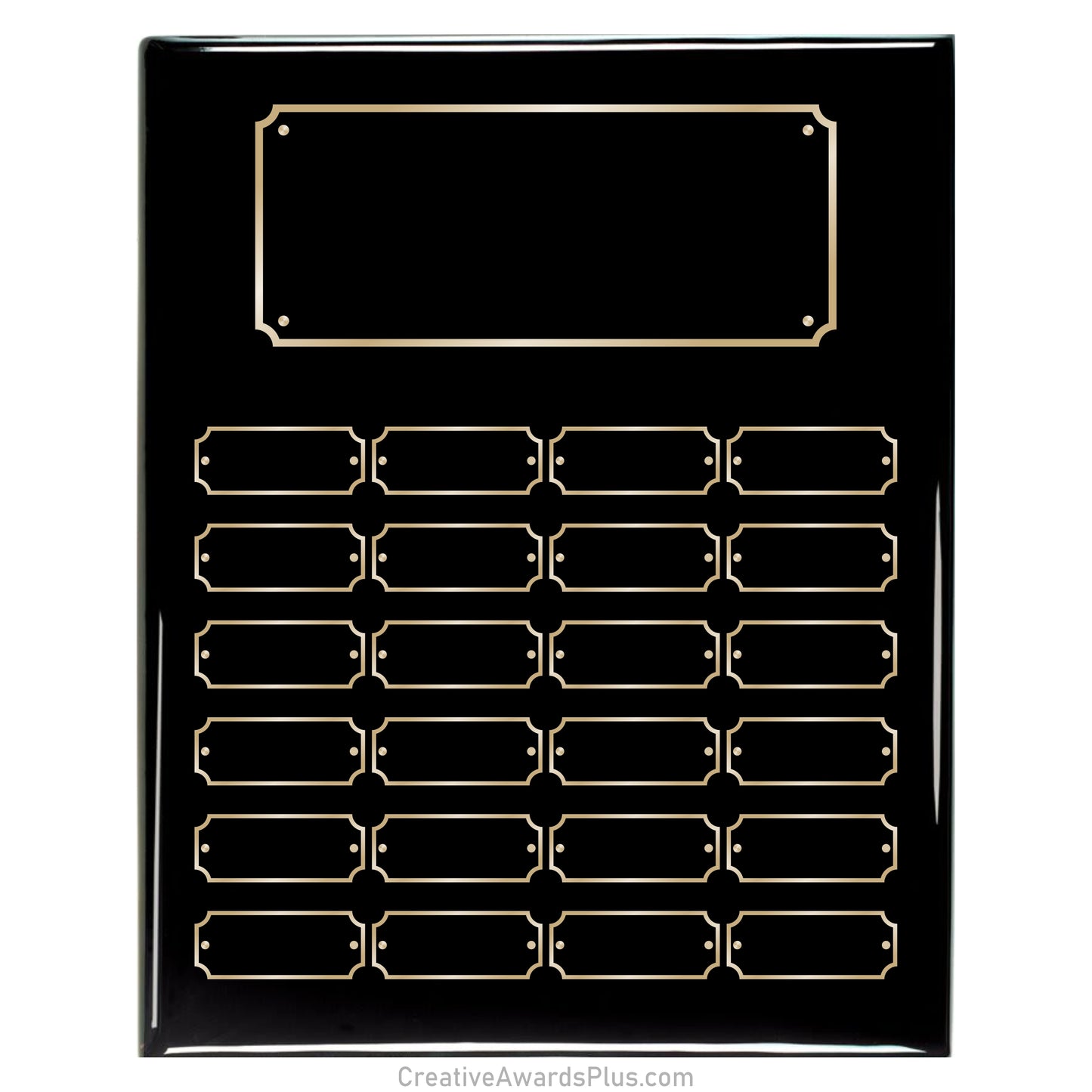 Black Piano Finished Perpetual Plaque 12" x 15" / Black / 24 Leaf plates