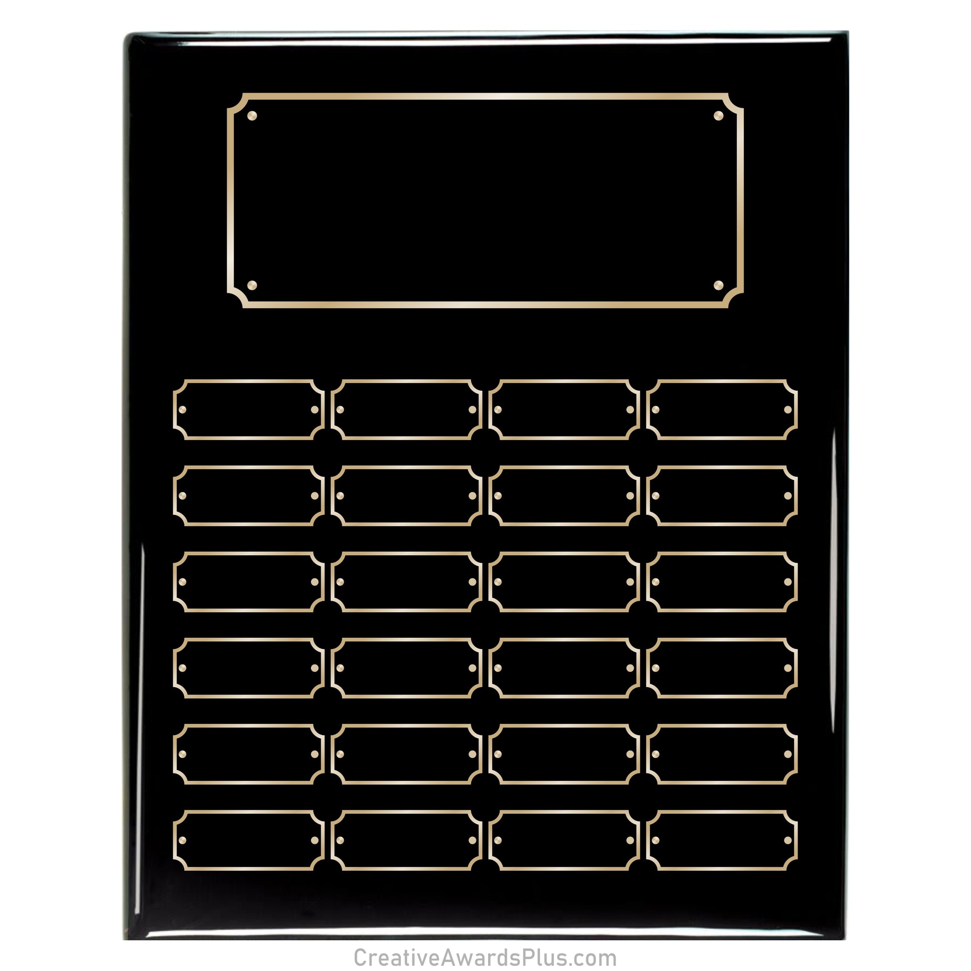 Black Piano Finished Perpetual Plaque 12" x 15" / Black / 24 Leaf plates