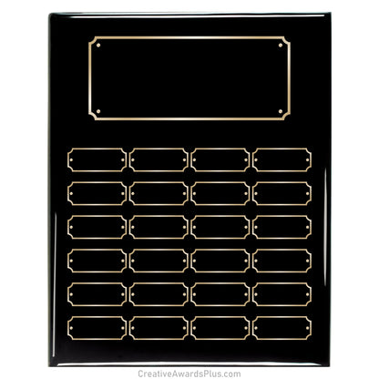 Black Piano Finished Perpetual Plaque 12" x 15" / Black / 24 Leaf plates