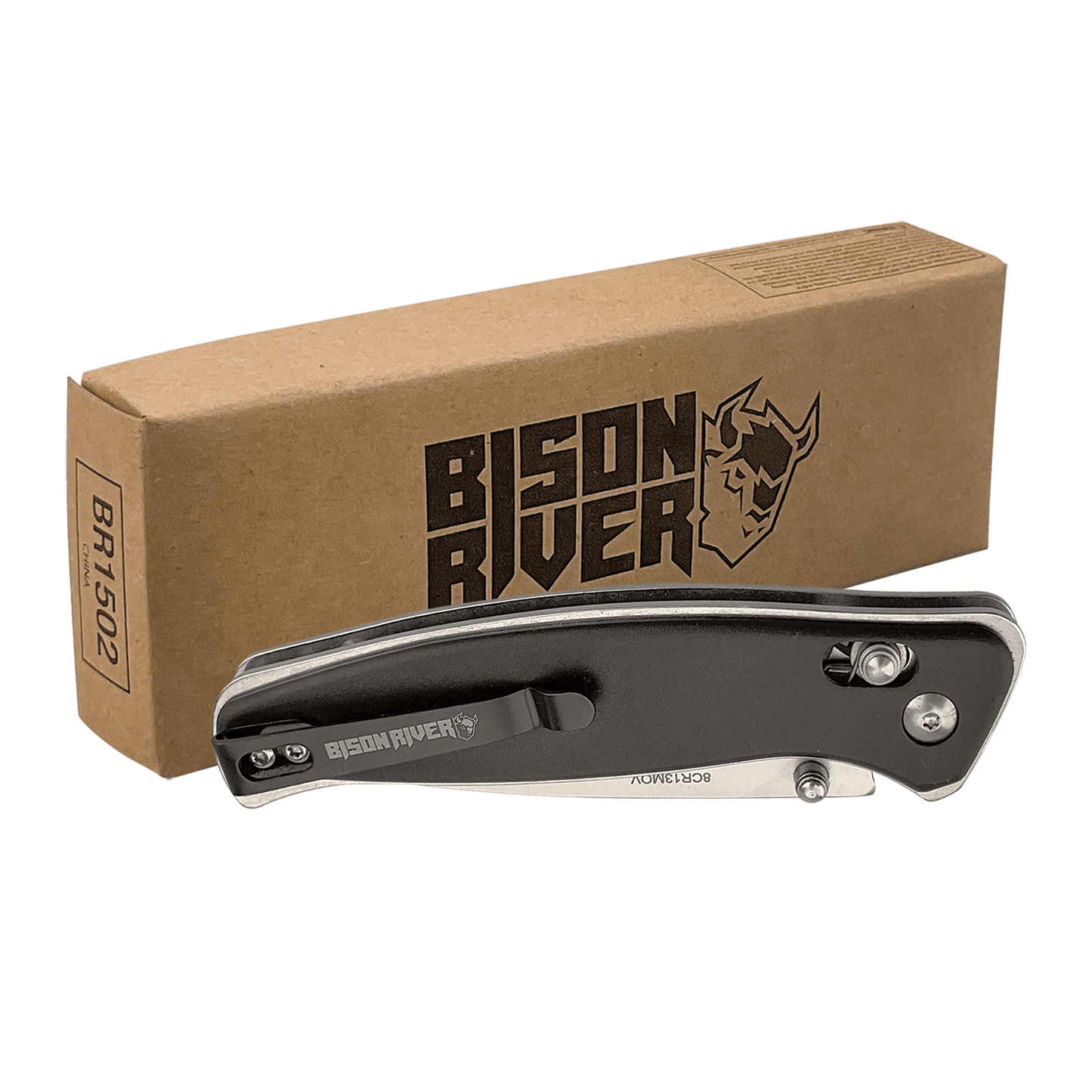 Black Folding Knife w/Button Lock 4 1/2" / Black