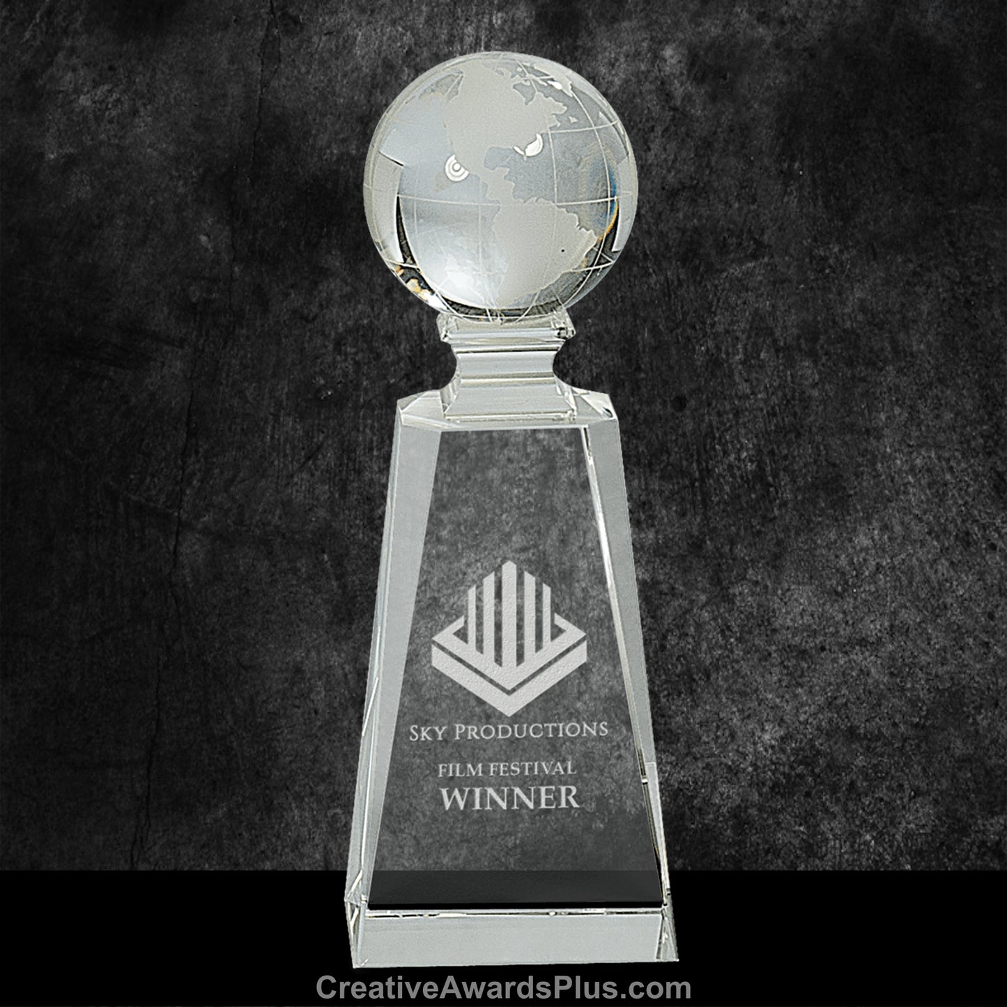 Crystal Globe on Crystal Tower 7.75" / Clear