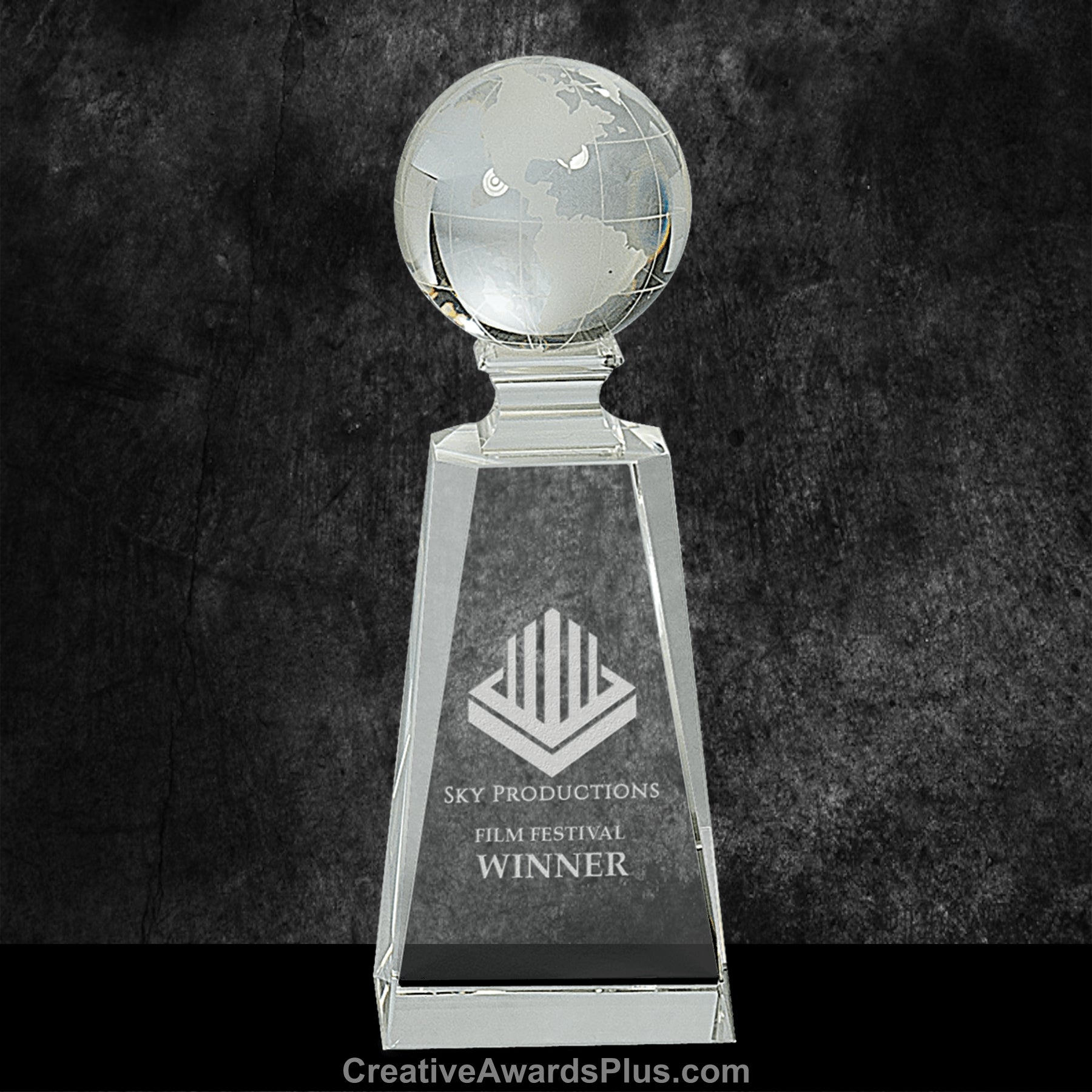Crystal Globe on Crystal Tower 7.75" / Clear