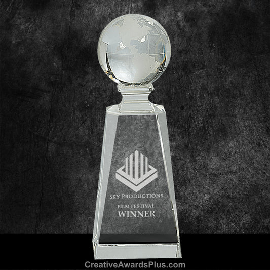 Crystal Globe on Crystal Tower 7.75" / Clear