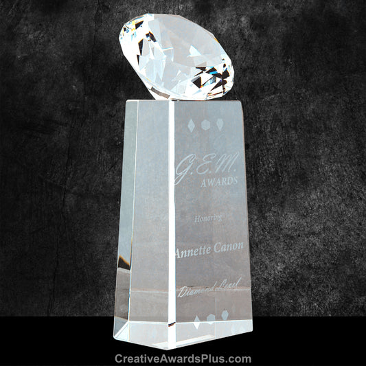 Crystal Diamond on Clear Pedestal 7.75" / Clear