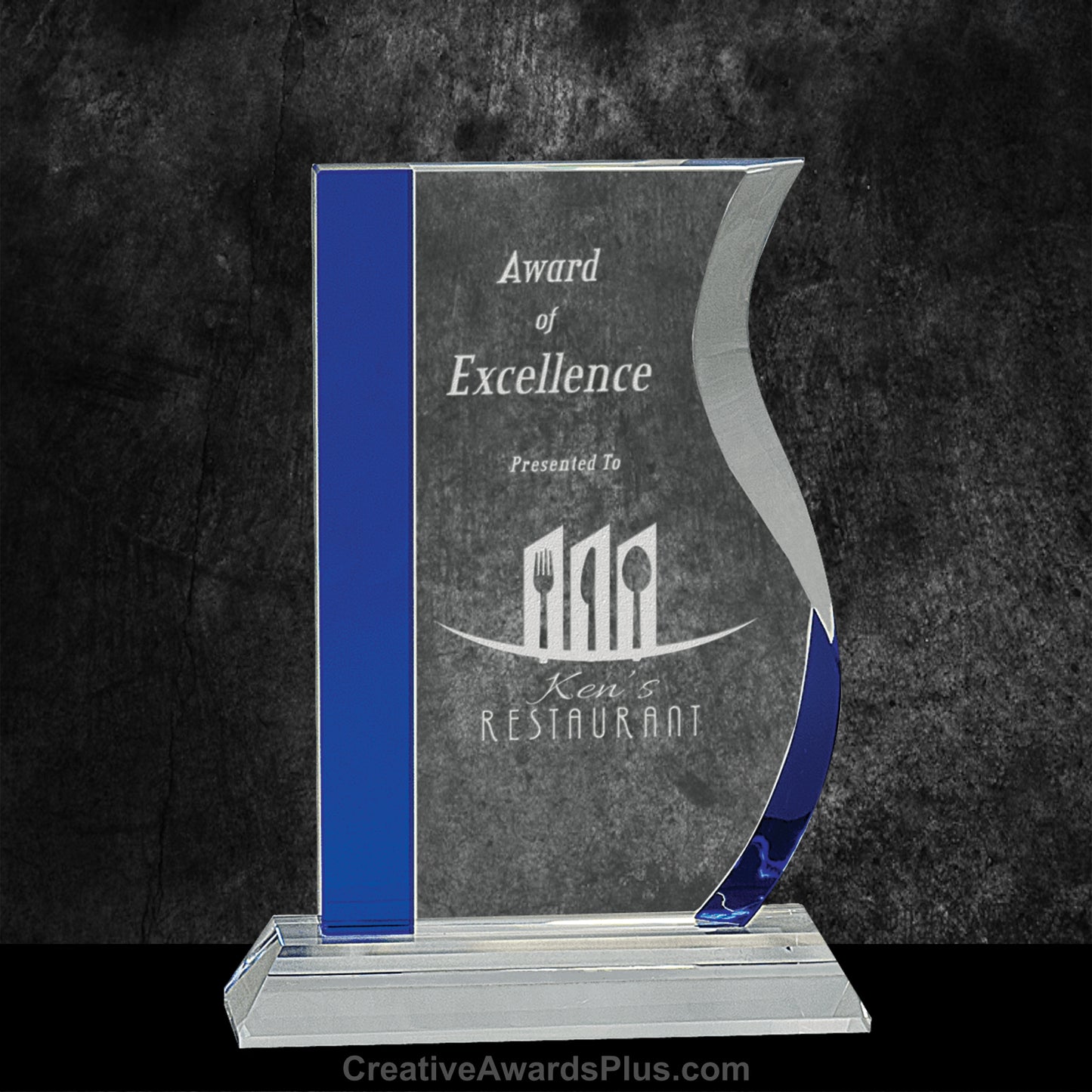 Blue Wave Crystal Award 7.25" / Blue