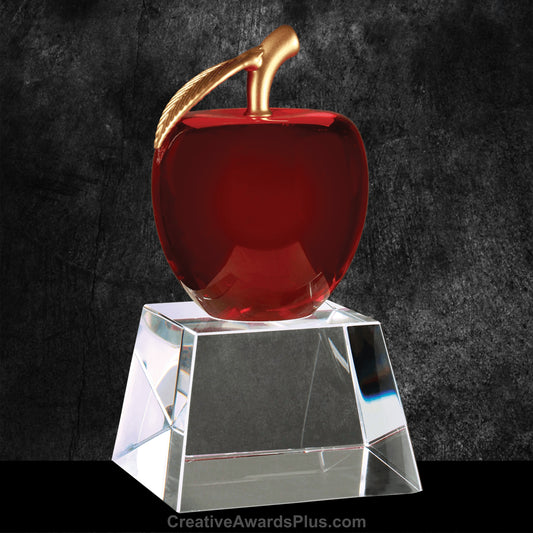 Red Apple Crystal Award 5.5" / Red