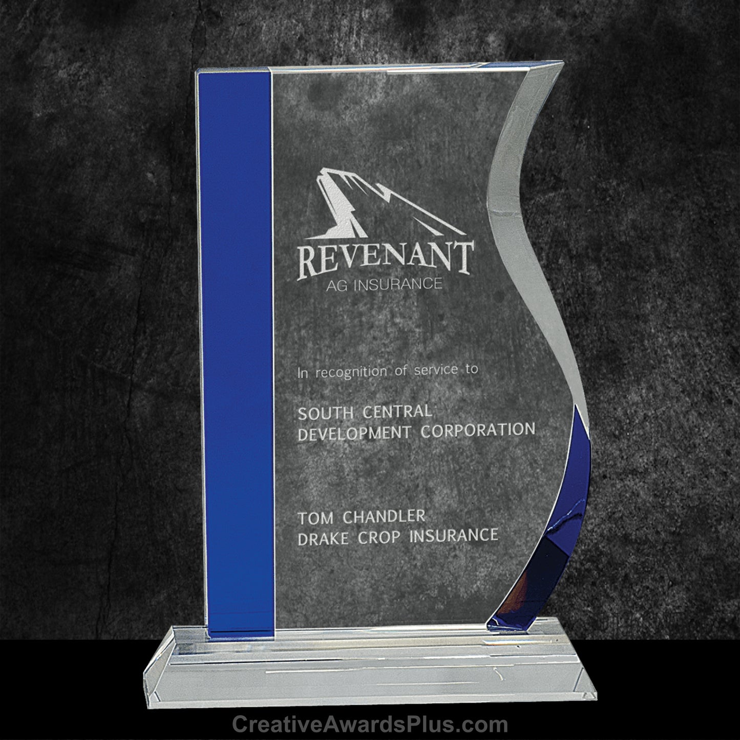 Blue Wave Crystal Award 8.25" / Blue