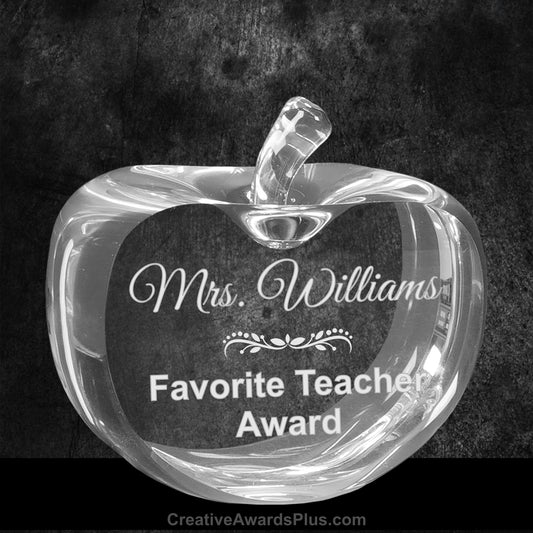Clear Crystal Apple Award 3.75" / Clear