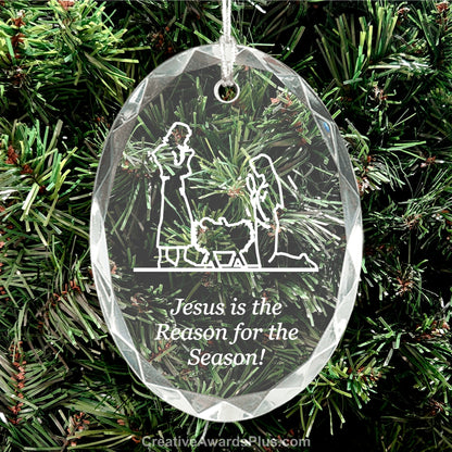Crystal Oval Christmas Ornament 3" / Clear