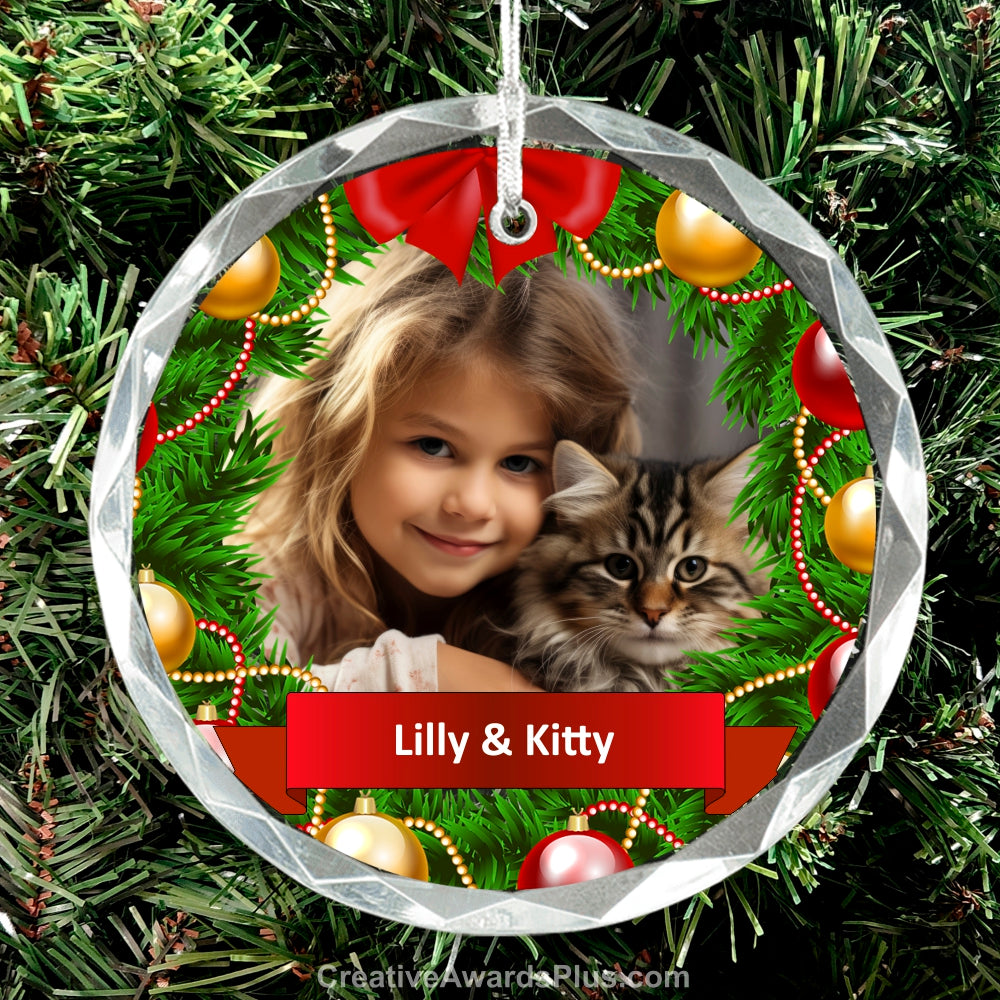 Crystal Round Christmas Ornament 3" / Clear