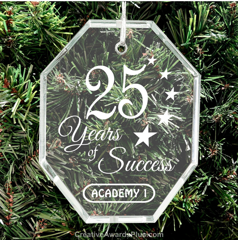 Crystal Octagon Christmas Ornament 3.5" / Clear