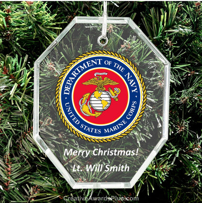 Crystal Octagon Christmas Ornament 3.5" / Clear