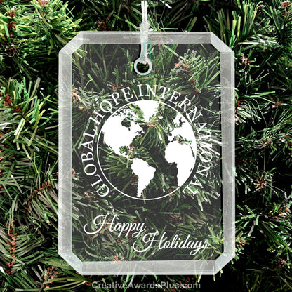 Crystal Rectangle Christmas Ornament 3" / Clear