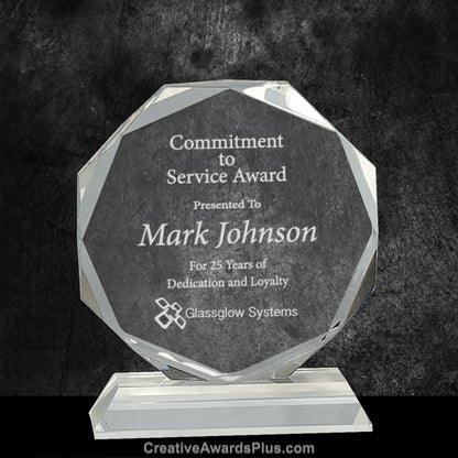 Octagon Crystal Award 6" / Clear