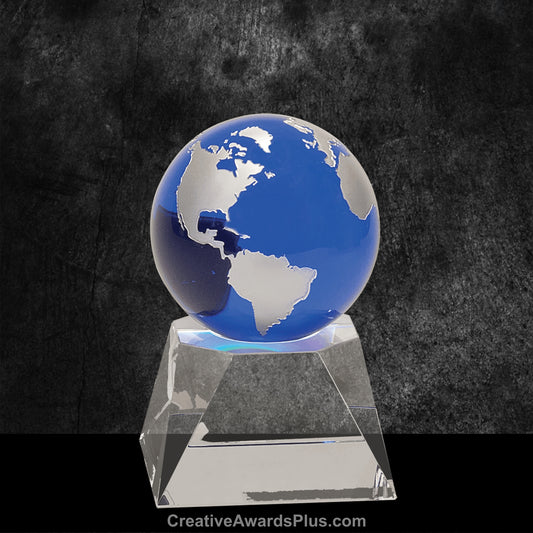 Blue Crystal Globe 5" / Blue
