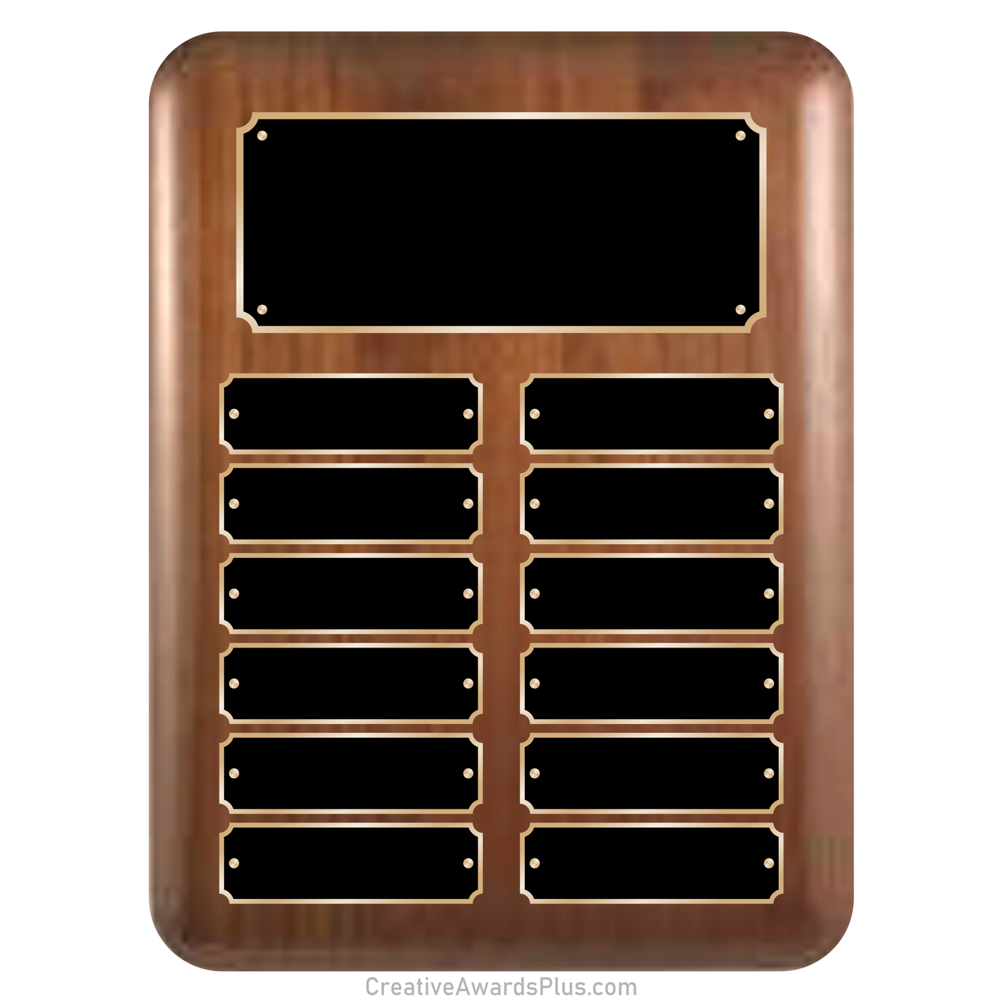 Elliptical Walnut Perpetual Plaque 9" x 12" / Walnut / 12 Leaf Plates