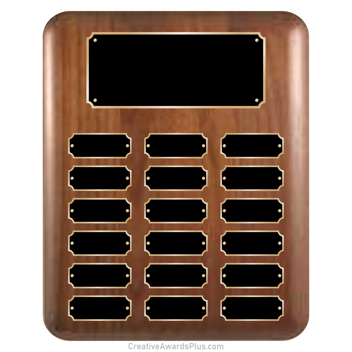 Elliptical Walnut Perpetual Plaque 10.5" x 13" / Walnut / 18 Leaf Plates