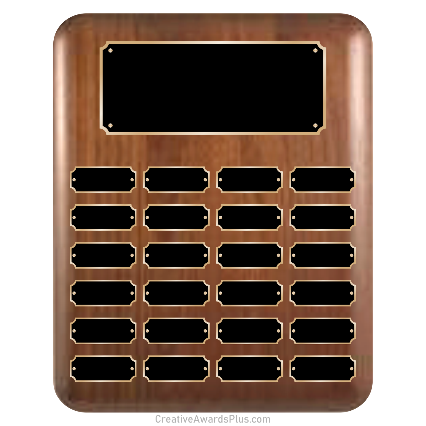 Elliptical Walnut Perpetual Plaque 12" x 15" / Walnut / 24 Leaf plates