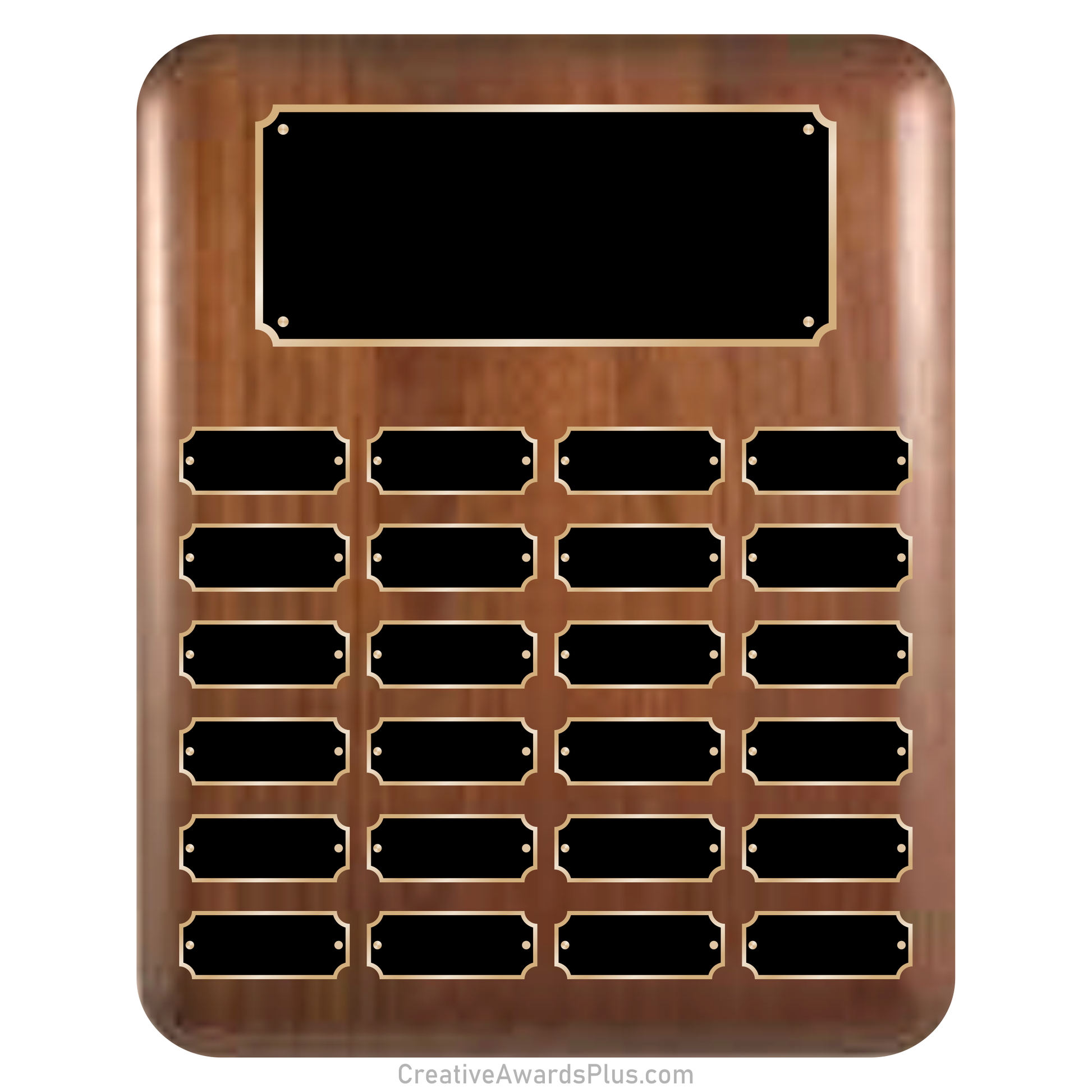 Elliptical Walnut Perpetual Plaque 12" x 15" / Walnut / 24 Leaf plates