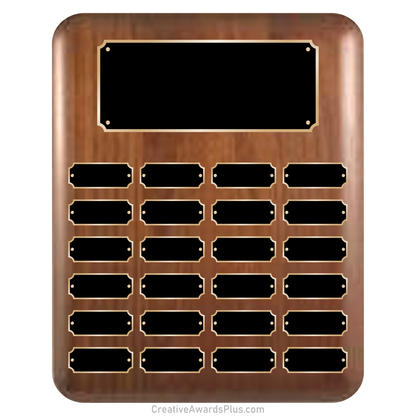 Elliptical Walnut Perpetual Plaque 12" x 15" / Walnut / 24 Leaf plates