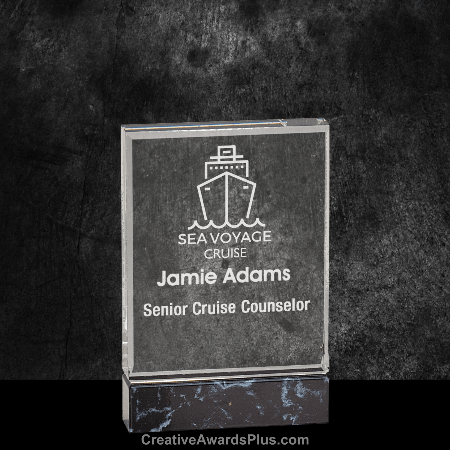 Fusion Black Marble Acrylic Award 6" / Black