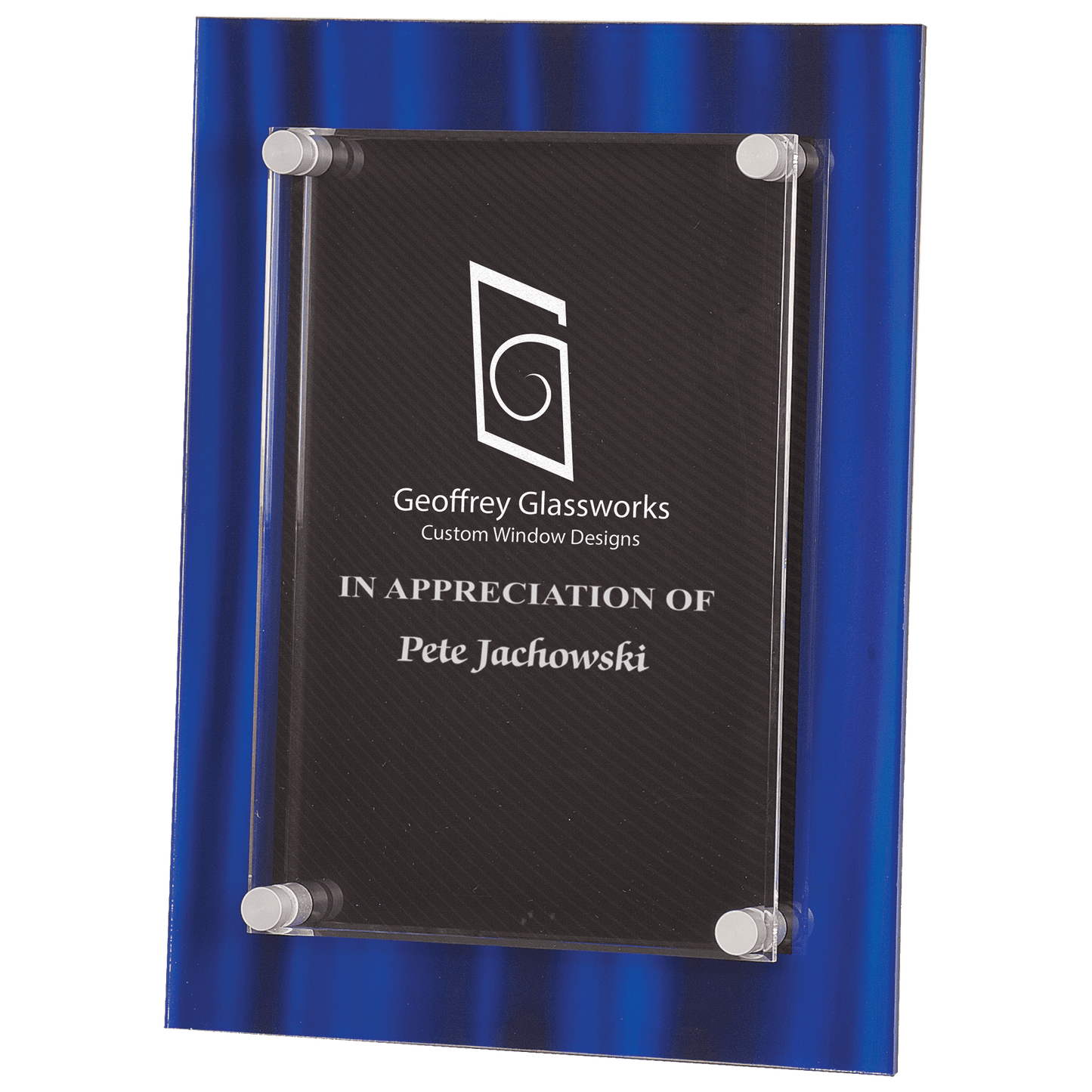 Floating Acrylic Blue Velvet Plaque 9" x 12" / Blue