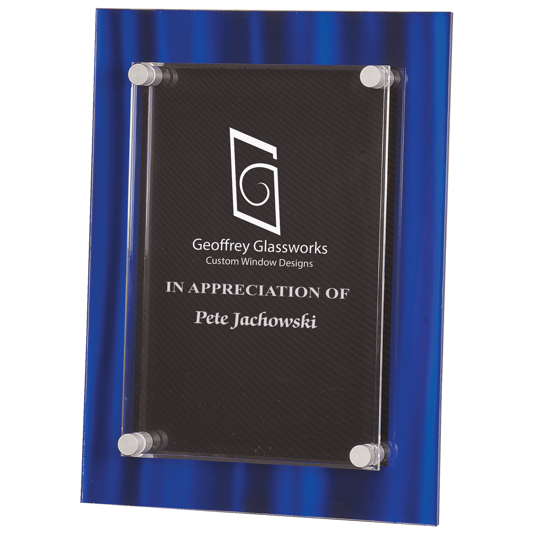 Floating Acrylic Blue Velvet Plaque 9" x 12" / Blue
