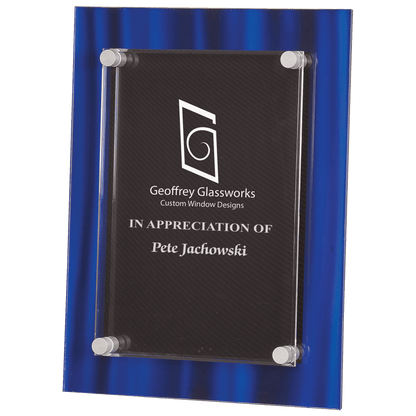 Floating Acrylic Blue Velvet Plaque 9" x 12" / Blue