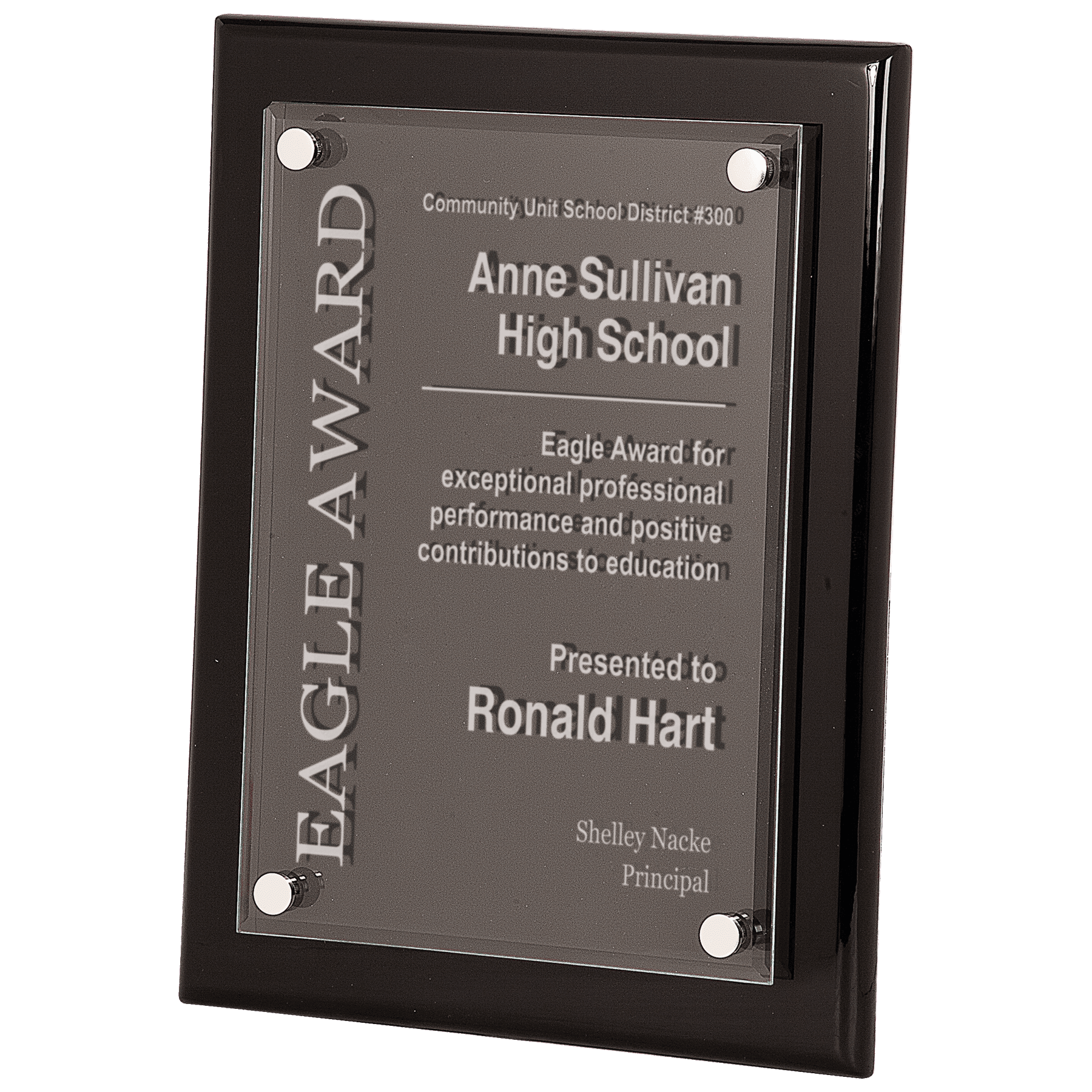 Floating Acrylic Black Plaque 10.5" x 13" / Black Piano Finish