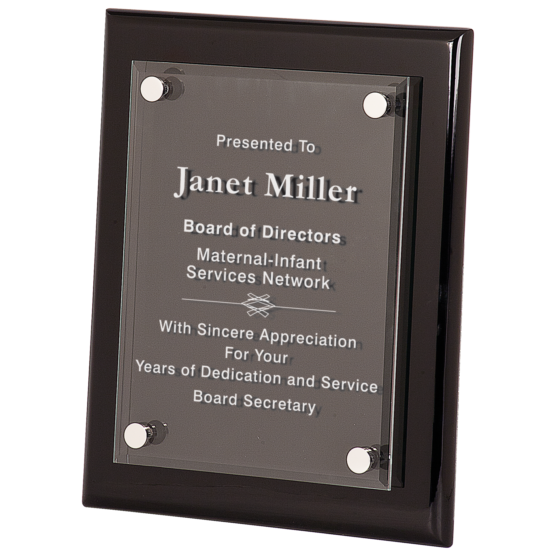 Floating Acrylic Black Plaque 8" x 10" / Black Piano Finish