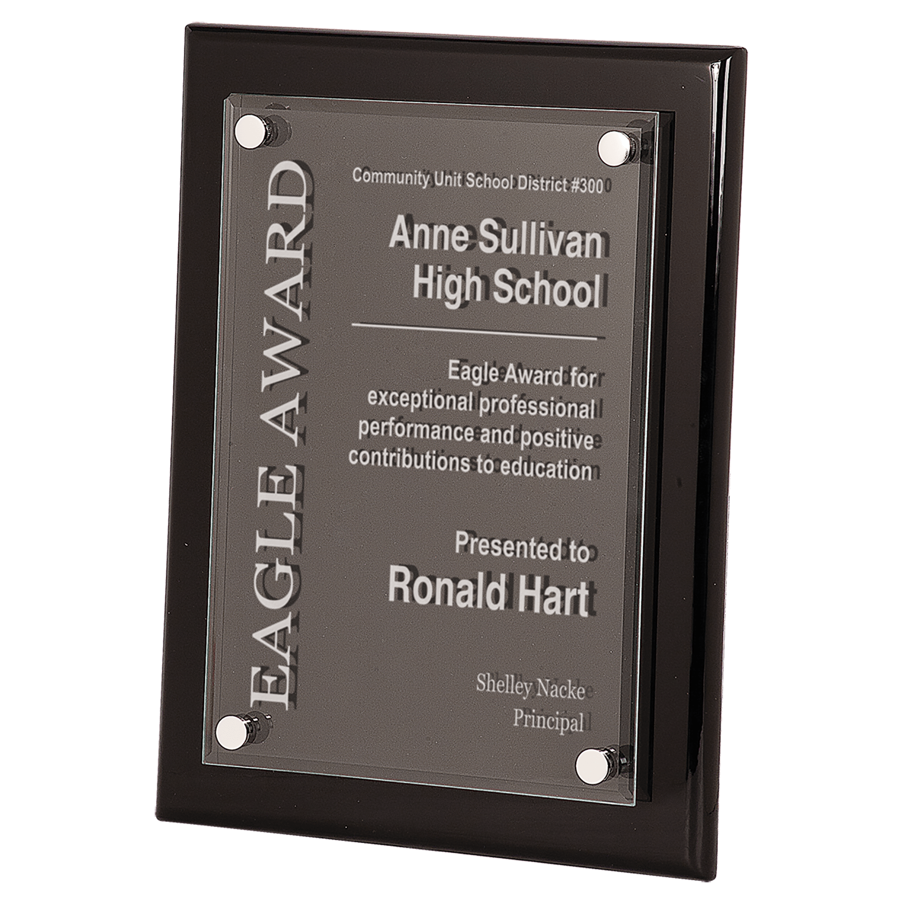 Floating Acrylic Black Plaque 9" x 12" / Black Piano Finish