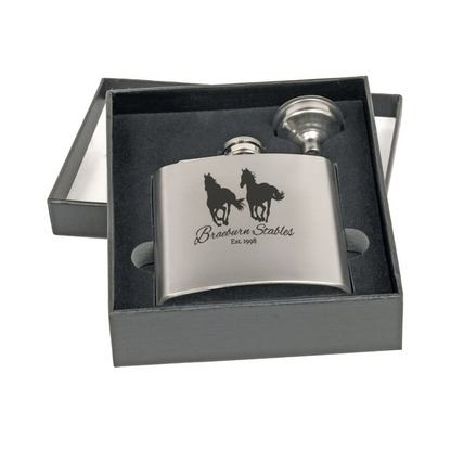 Flask Set with Funnel 6 oz. - 3.625" x 4.375" / Silver