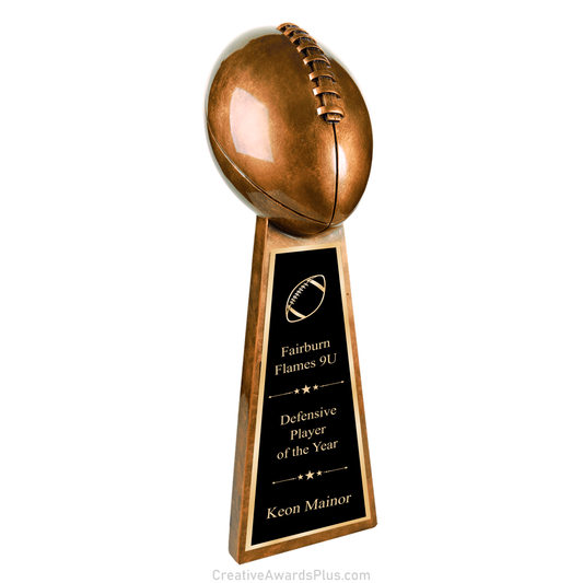 Antique Gold Football Tower 15"