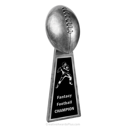 Antique Silver Football Tower 15"