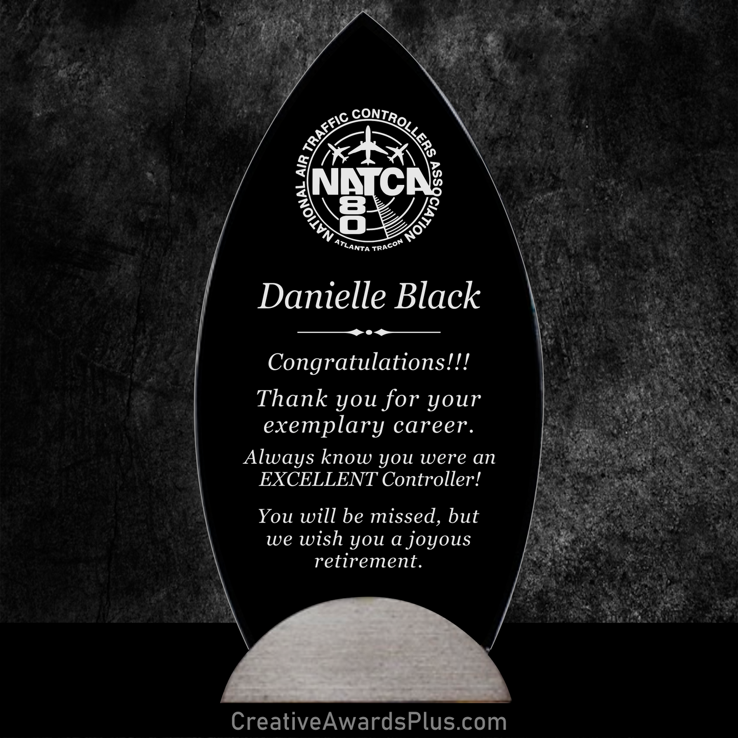Flame Black Glass Award 10.625" / Black